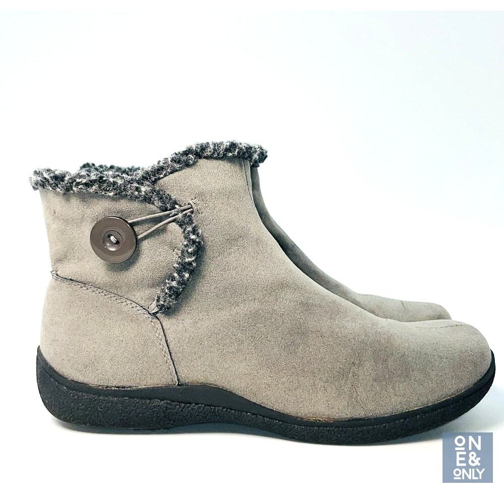 KAREN SCOTT Grady Ankle Boots Womens 8.5M Gray Faux Fur Winter Outdoor Booties